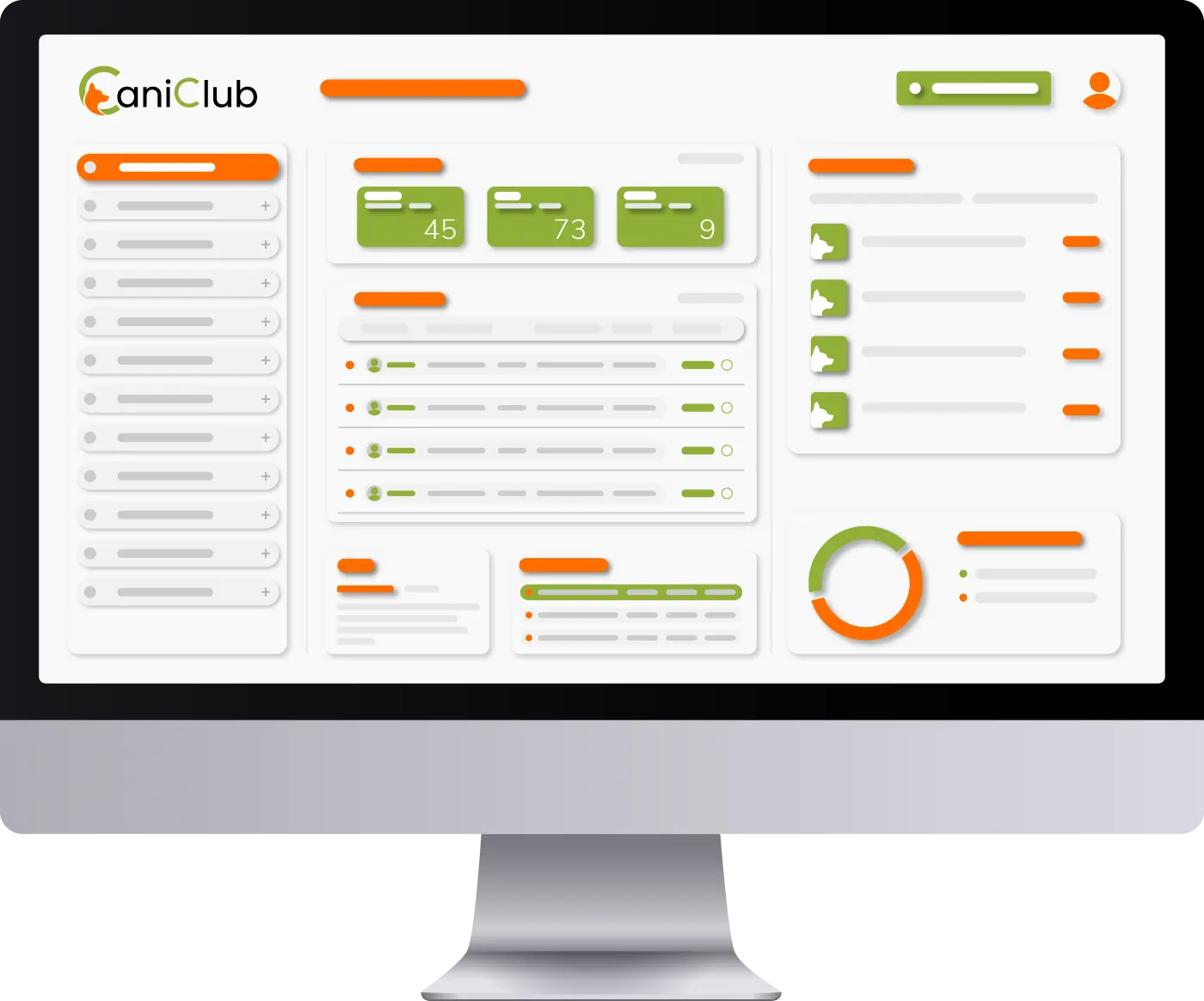 Mockup PC Wireframe CaniClub Dashboard